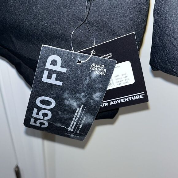 New $275 Eddie Bauer EB550 Mens Black Down Filled hooded parka coat Jacket L - Picture 4 of 5